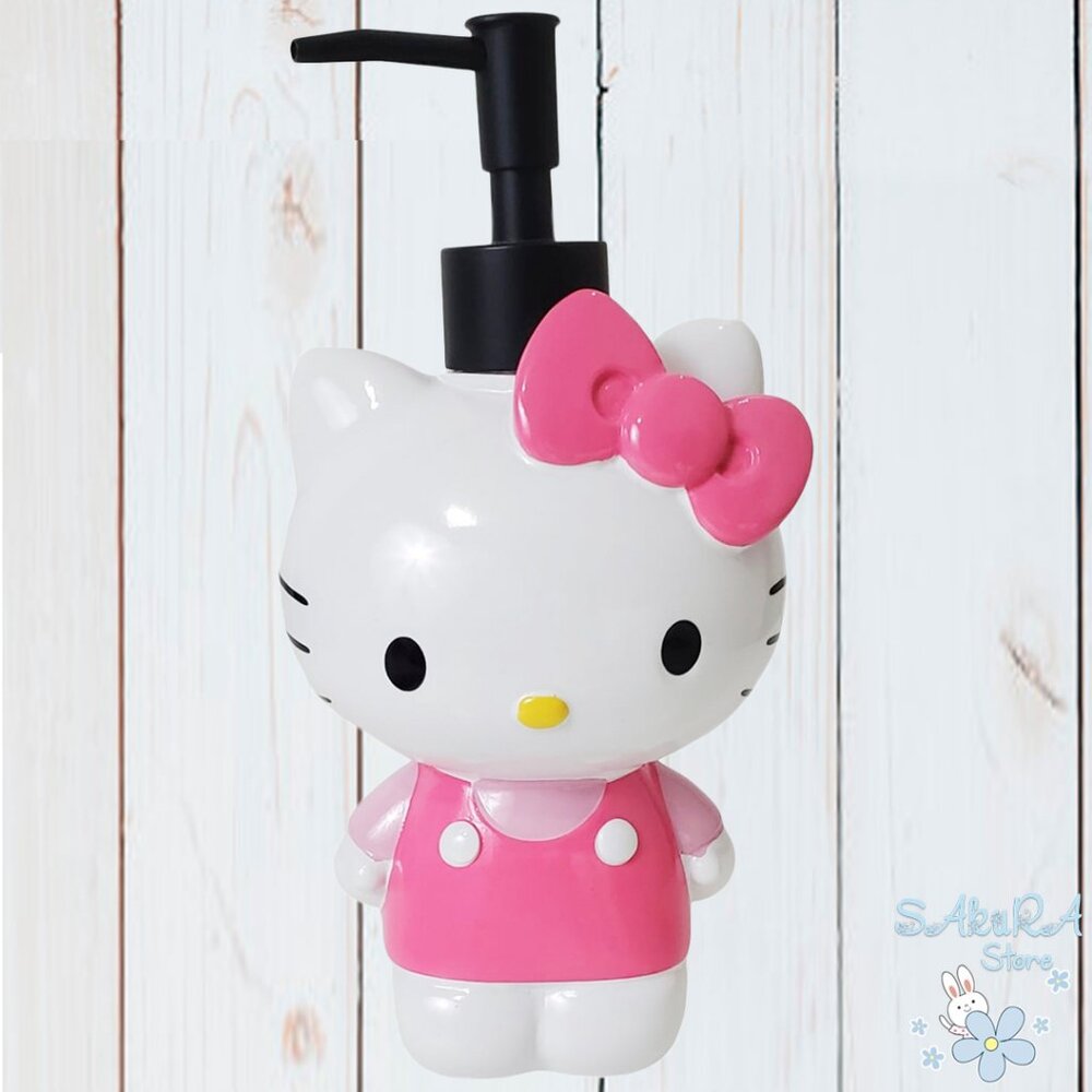 NEW HELLO KITTY SANRIO 3D AUTHENTIC PINK BATH LOTION SOAP DISPENSER PUMP